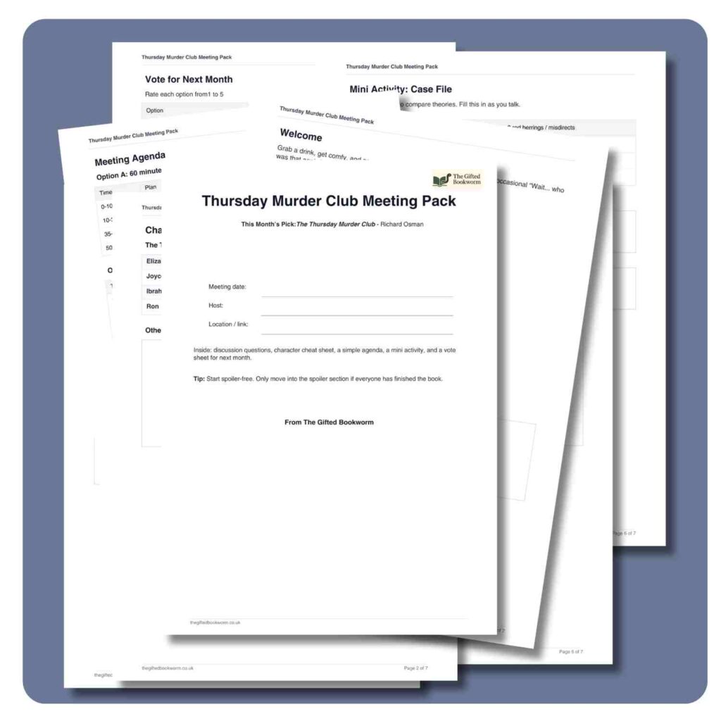 printable book club guide for The Thursday Murder Club