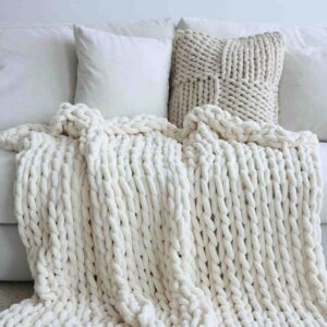 Chenille Chunky Knit Blanket Throw for booklovers