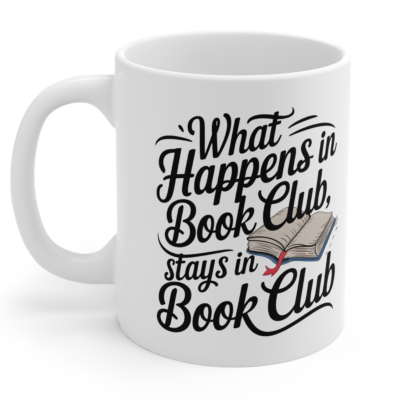 what happens in book club stays in book club" ceramic coffee mug perfect gift for book lovers and reading enthusiasts