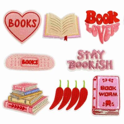 book lover iron on patches set 8