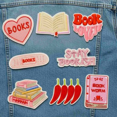 book lover iron on patches set 8
