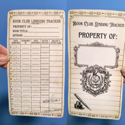 book club lending tracker bookmark | printable a4 pdf | vintage library card style