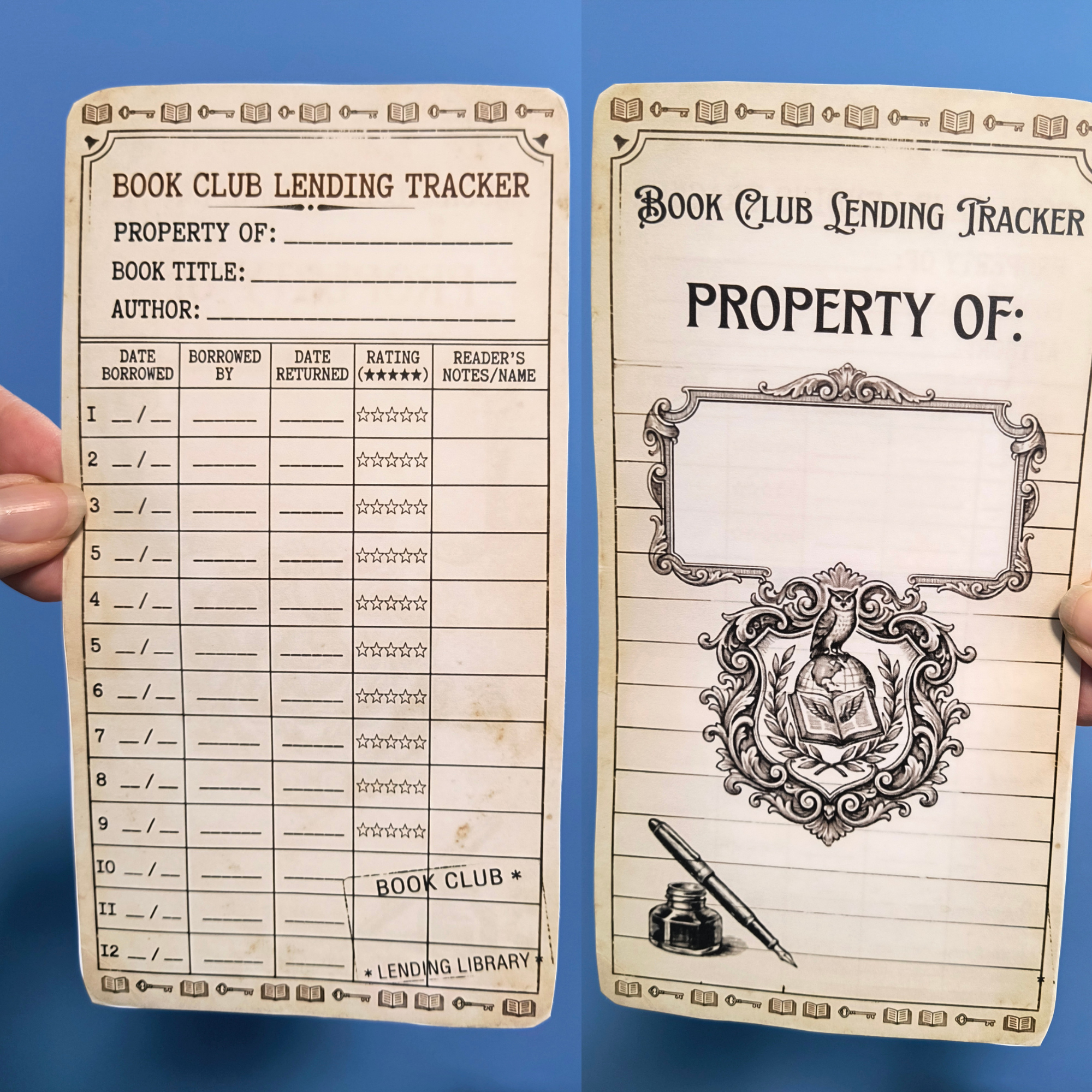 book club lending tracker bookmark | printable a4 pdf | vintage library card style book club lending tracker bookmark | printable a4 pdf | vintage library card style
