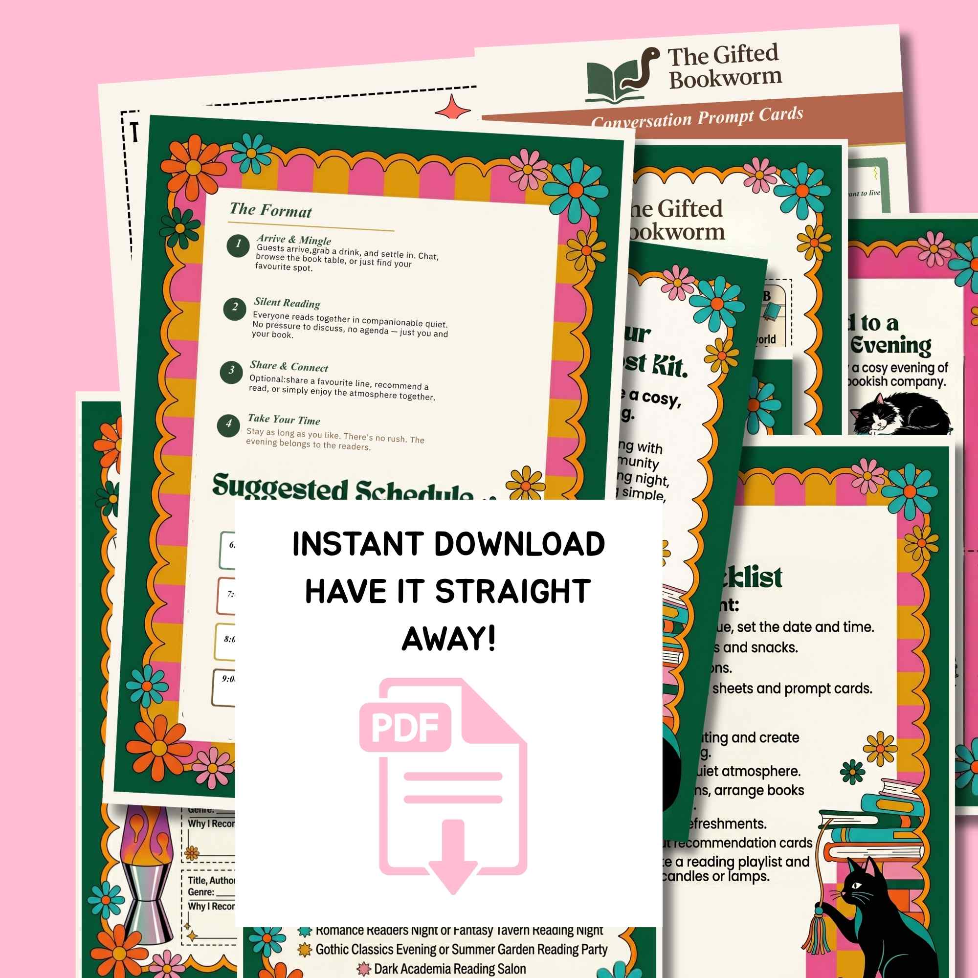 silent book club host kit — illustrated printable pack | cosy reading night hosting bundle | digital download silent book club host kit — illustrated printable pack | cosy reading night hosting bundle | digital download
